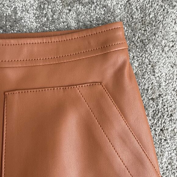 Free People Skirt 4 Brown Maya Mod Faux Leather Mini Light Sand Western Boho - Picture 8 of 13